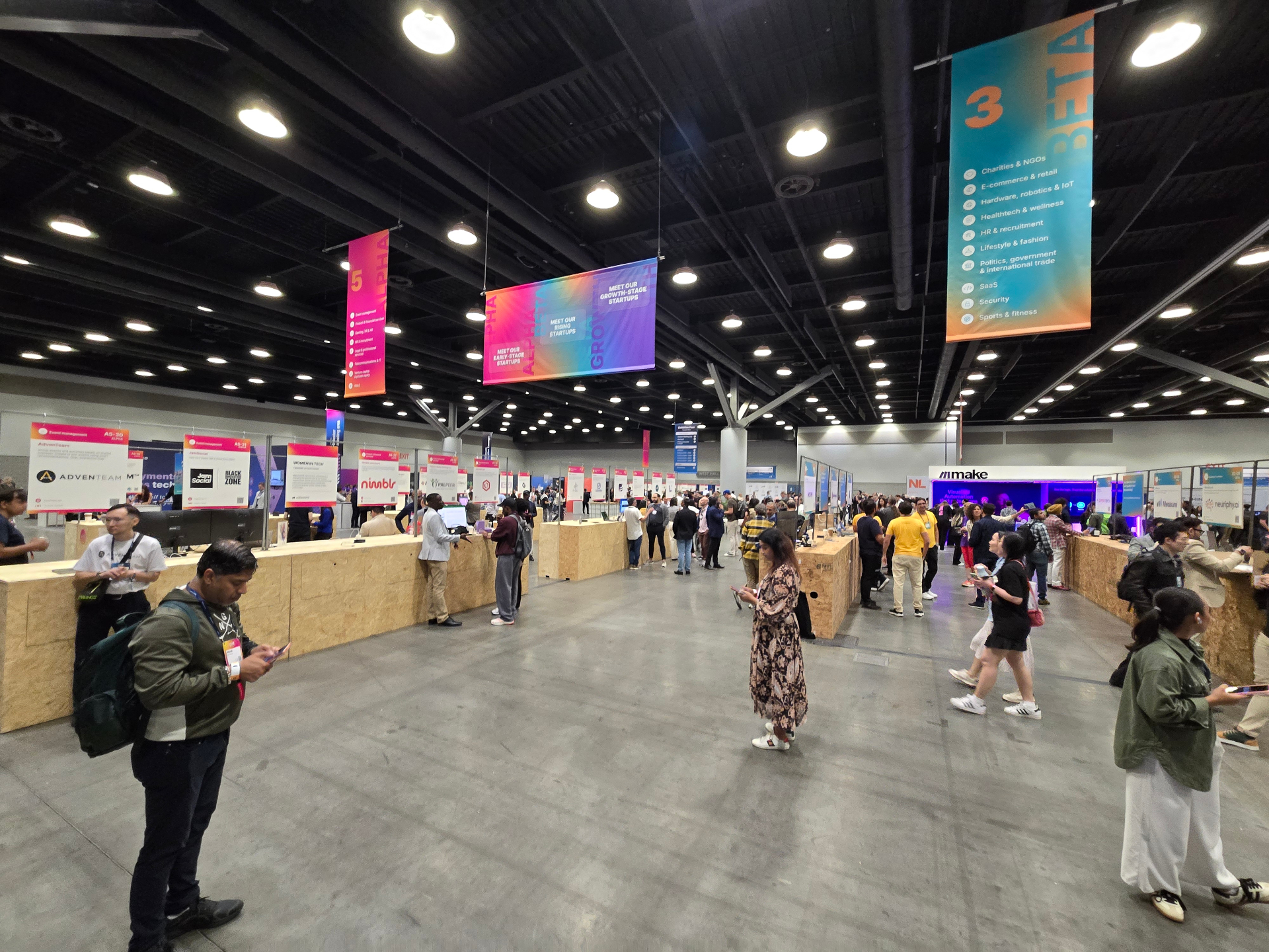 Overview of the ALPHA, BETA and GROWTH startup pavilions at Websummit Vancouver 2026